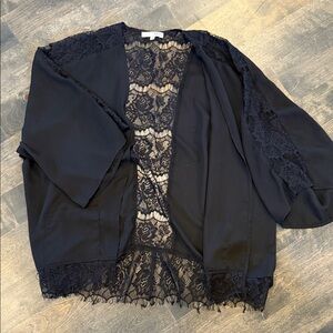 Elegant Black Lace Kimono Cardigan